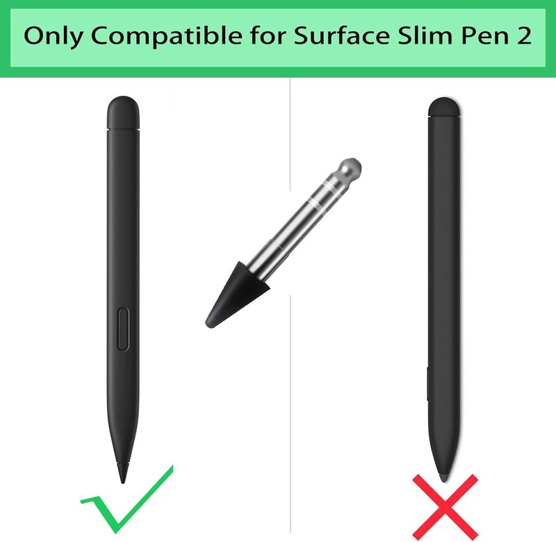 TALTAW قلم رفيع 2 رؤوس، بديل يناسب قلم Surface Slim Pen 2، رؤوس بديلة حساسة في الوقت الحقيقي تناسب Surface Pro 8/Surface Pro X/Surface Laptop Studio/Surface Duo 2 قلم لوحي (2) - Image 2